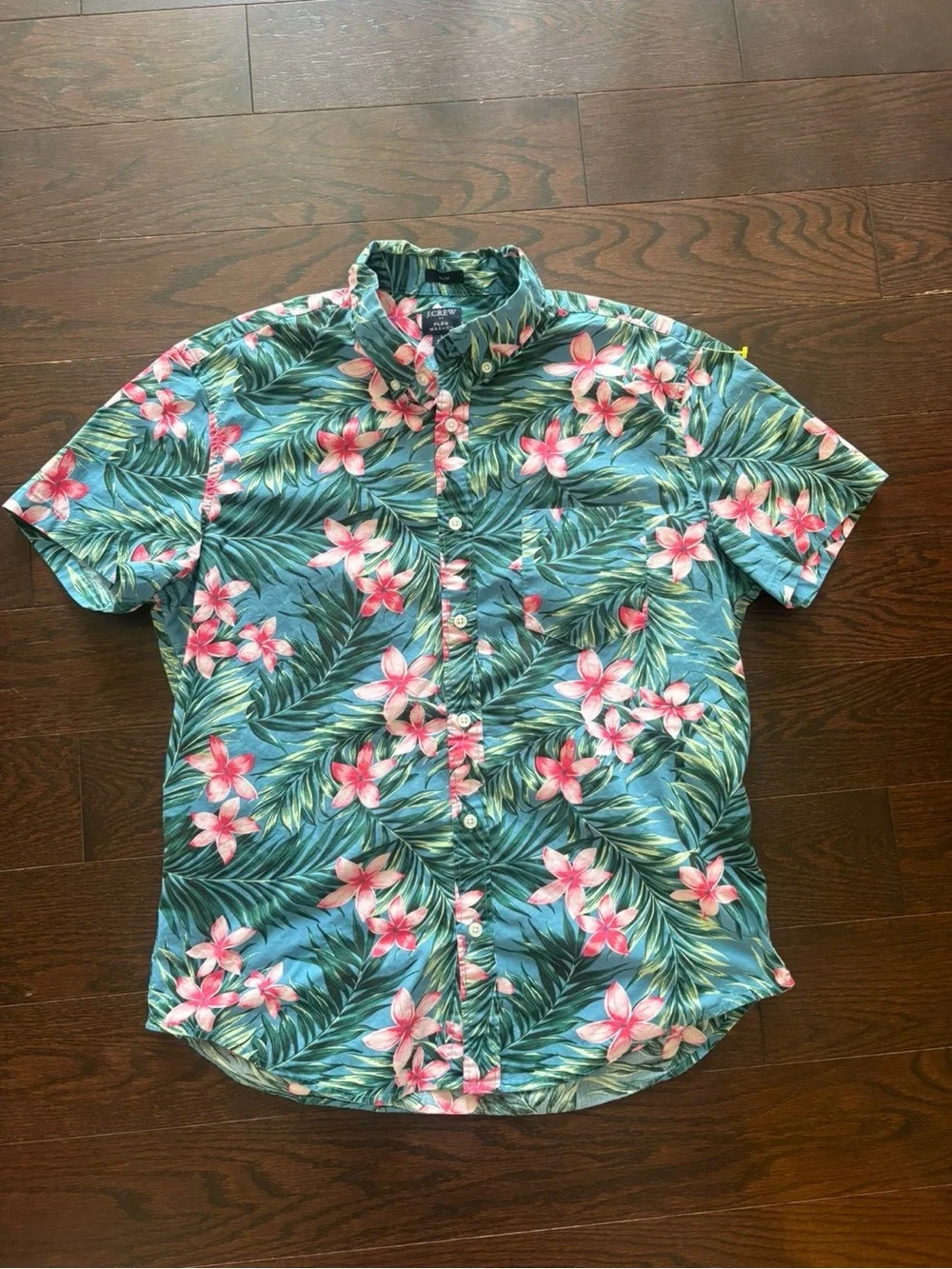 J. Crew Blue Tropical Floral Short-Sleeve Button-Down